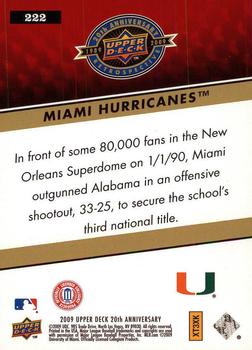 2009 Upper Deck 20th Anniversary #222 Miami Hurricanes Back