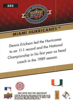 2009 Upper Deck 20th Anniversary #225 Miami Hurricanes Back