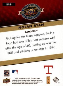 2009 Upper Deck 20th Anniversary #228 Nolan Ryan Back