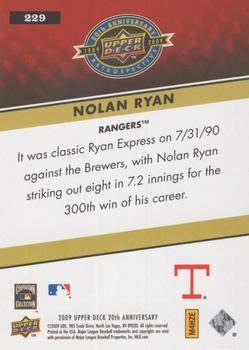 2009 Upper Deck 20th Anniversary #229 Nolan Ryan Back