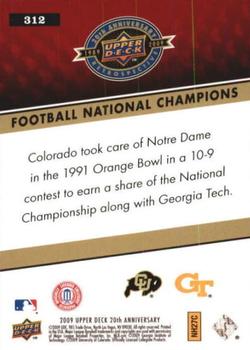 2009 Upper Deck 20th Anniversary #312 Football National Champions Back
