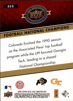 2009 Upper Deck 20th Anniversary #315 Football National Champions Back