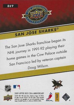 2009 Upper Deck 20th Anniversary #317 San Jose Sharks Back