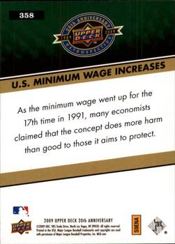 2009 Upper Deck 20th Anniversary #358 U.S. Minimum Wage Increases Back