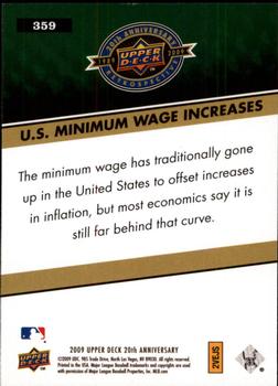 2009 Upper Deck 20th Anniversary #359 U.S. Minimum Wage Increases Back