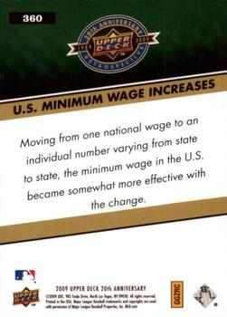 2009 Upper Deck 20th Anniversary #360 U.S. Minimum Wage Increases Back