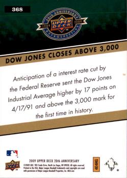 2009 Upper Deck 20th Anniversary #368 Dow Jones Closes Above 3000 Back