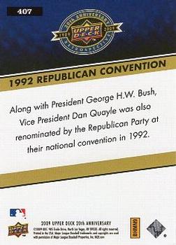 2009 Upper Deck 20th Anniversary #407 1992 Republican Convention Back