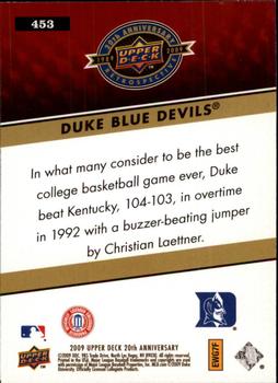 2009 Upper Deck 20th Anniversary #453 Duke University Back