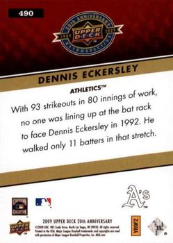 2009 Upper Deck 20th Anniversary #490 Dennis Eckersley Back