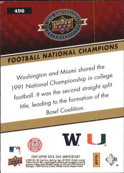 2009 Upper Deck 20th Anniversary #496 Football National Champions Back
