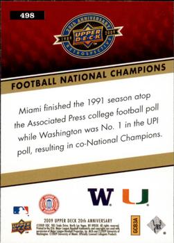 2009 Upper Deck 20th Anniversary #498 Football National Champions Back