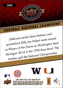 2009 Upper Deck 20th Anniversary #500 Football National Champions Back