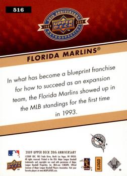 2009 Upper Deck 20th Anniversary #516 Florida Marlins Back