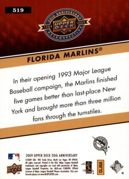 2009 Upper Deck 20th Anniversary #519 Florida Marlins Back