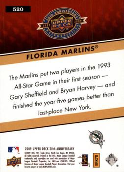 2009 Upper Deck 20th Anniversary #520 Florida Marlins Back
