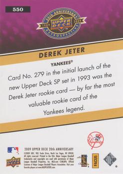 2009 Upper Deck 20th Anniversary #550 Derek Jeter Back