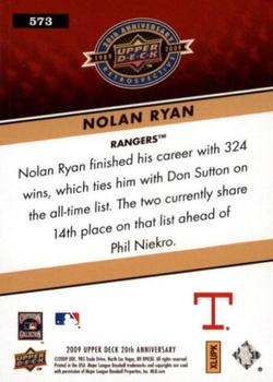 2009 Upper Deck 20th Anniversary #573 Nolan Ryan Back