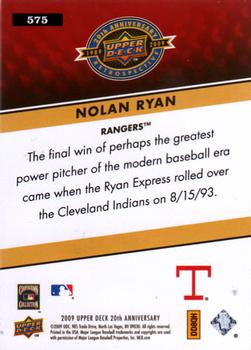 2009 Upper Deck 20th Anniversary #575 Nolan Ryan Back