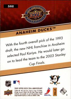 2009 Upper Deck 20th Anniversary #582 Anaheim Ducks Back
