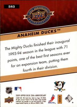 2009 Upper Deck 20th Anniversary #583 Anaheim Ducks Back