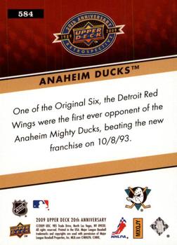 2009 Upper Deck 20th Anniversary #584 Anaheim Ducks Back