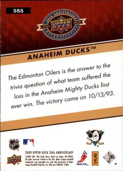 2009 Upper Deck 20th Anniversary #585 Anaheim Ducks Back
