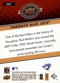 2009 Upper Deck 20th Anniversary #587 Toronto Blue Jays Back
