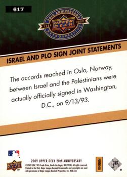 2009 Upper Deck 20th Anniversary #617 Israel and PLO Sign Joint Statements Back