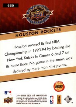 2009 Upper Deck 20th Anniversary #660 Houston Rockets Back