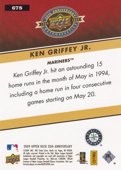 2009 Upper Deck 20th Anniversary #678 Ken Griffey Jr. Back