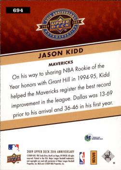 2009 Upper Deck 20th Anniversary #694 Jason Kidd Back