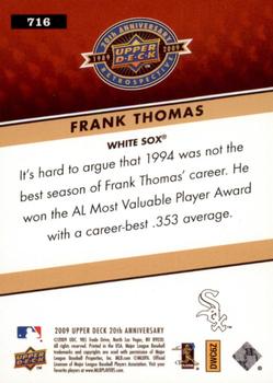 2009 Upper Deck 20th Anniversary #716 Frank Thomas Back