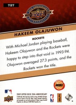 2009 Upper Deck 20th Anniversary #727 Hakeem Olajuwon Back