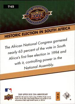 2009 Upper Deck 20th Anniversary #745 Historical Election in South Africa Back