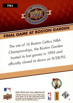 2009 Upper Deck 20th Anniversary #781 Final Game at Boston Garden Back