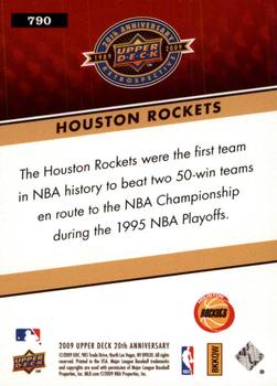 2009 Upper Deck 20th Anniversary #790 Houston Rockets Back