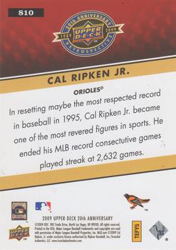 2009 Upper Deck 20th Anniversary #810 Cal Ripken Jr. Back