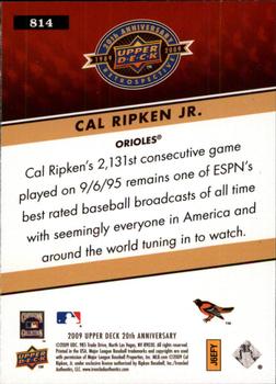 2009 Upper Deck 20th Anniversary #814 Cal Ripken Jr. Back