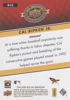 2009 Upper Deck 20th Anniversary #815 Cal Ripken Jr. Back