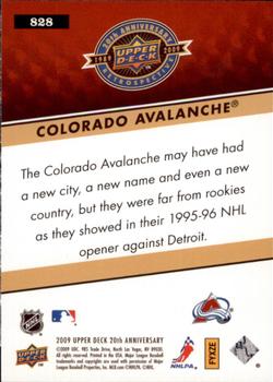 2009 Upper Deck 20th Anniversary #828 Colorado Avalanche Back
