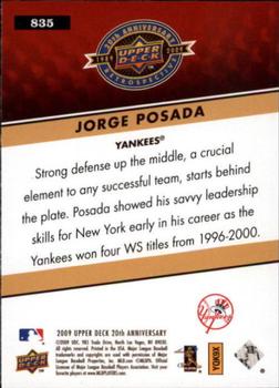 2009 Upper Deck 20th Anniversary #835 Jorge Posada Back
