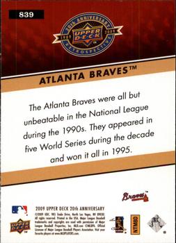 2009 Upper Deck 20th Anniversary #839 Atlanta Braves Back
