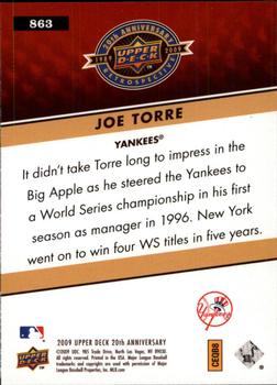 2009 Upper Deck 20th Anniversary #863 Joe Torre Back