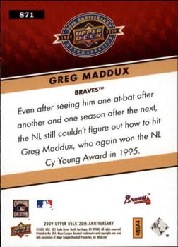 2009 Upper Deck 20th Anniversary #871 Greg Maddux Back