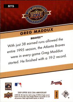 2009 Upper Deck 20th Anniversary #875 Greg Maddux Back