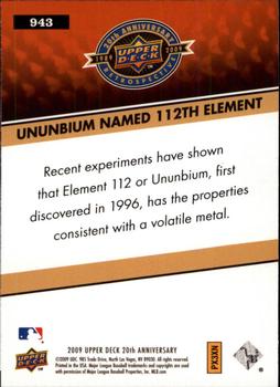 2009 Upper Deck 20th Anniversary #943 Ununbium named 112th element Back