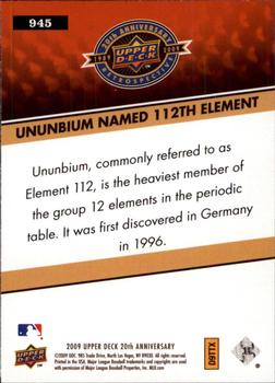 2009 Upper Deck 20th Anniversary #945 Ununbium named 112th element Back