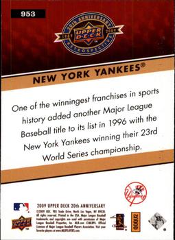 2009 Upper Deck 20th Anniversary #953 New York Yankees Back