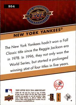 2009 Upper Deck 20th Anniversary #954 New York Yankees Back